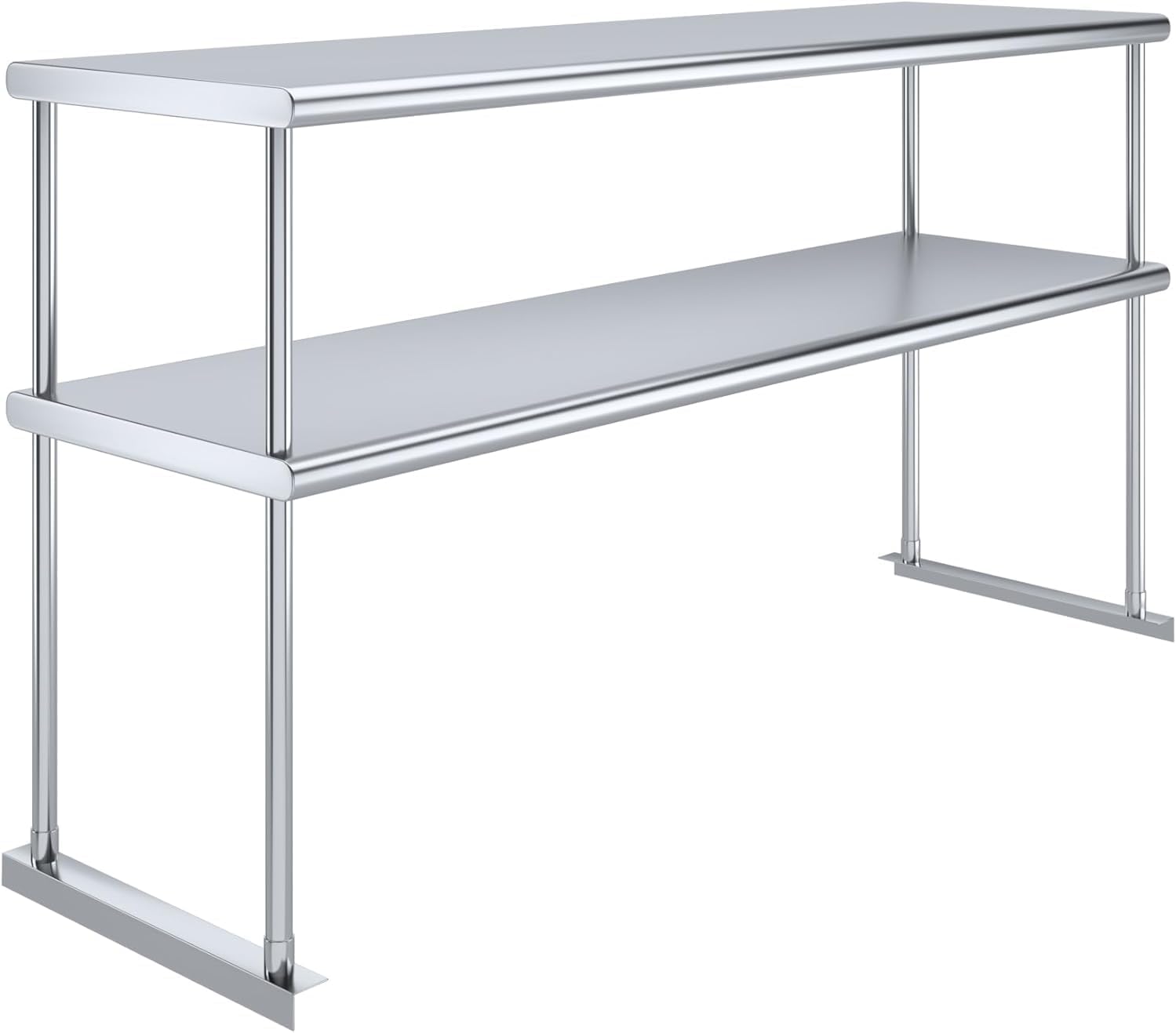 KPS Stainless Steel Double Overshelf for Prep Work Table | 18" x 60" NSF Certified | Adjustable 2-Tier Over Shelf for Commercial Kitchen or Restaurant Use