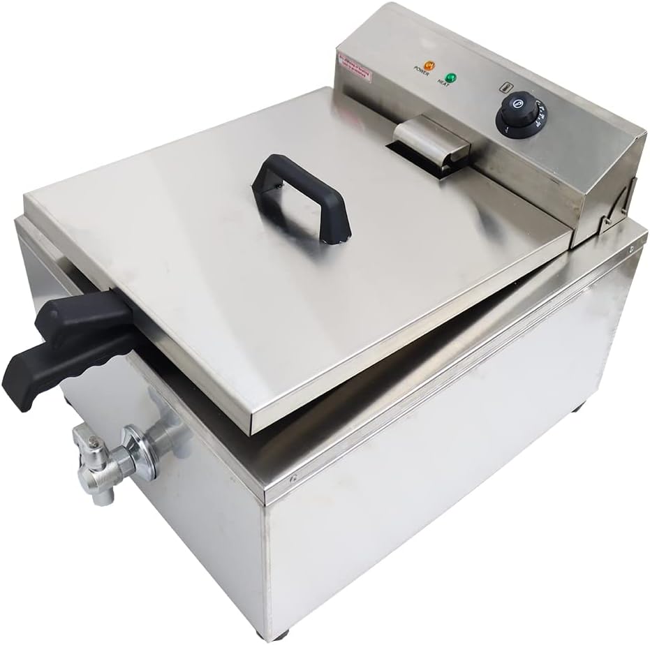 INTSUPERMAI Funnel Cake Fryer Bakery Donut Shallow Funnel Cake Deep Fryer Electric Single Tank Deep Fryer with 2 Round Deep Fryer Rings