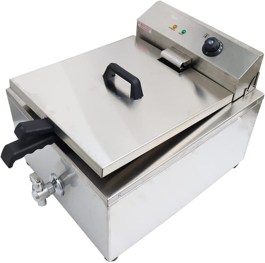 INTSUPERMAI Funnel Cake Fryer Bakery Donut Shallow Funnel Cake Deep Fryer Electric Single Tank Deep Fryer with 2 Round Deep Fryer Rings