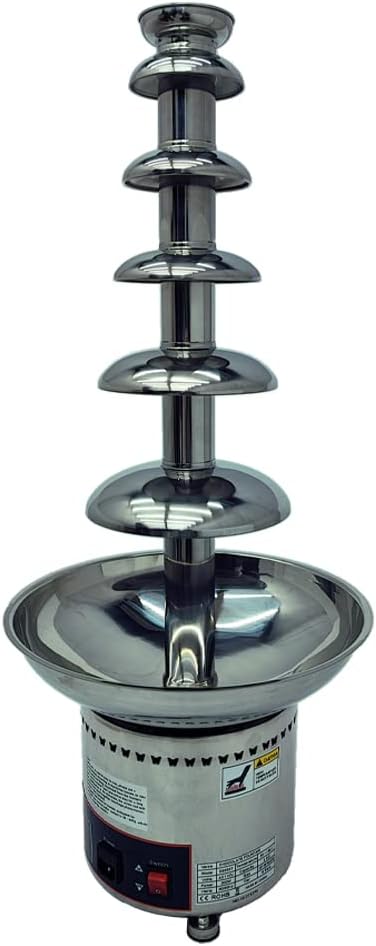 6 tiers Large Capacity Chocolate Fountain Machine 110V Electric Fhocolate Fondue Fountain Machine Stainless Steel Hot Chocolate Fountain Adjustable Temperature