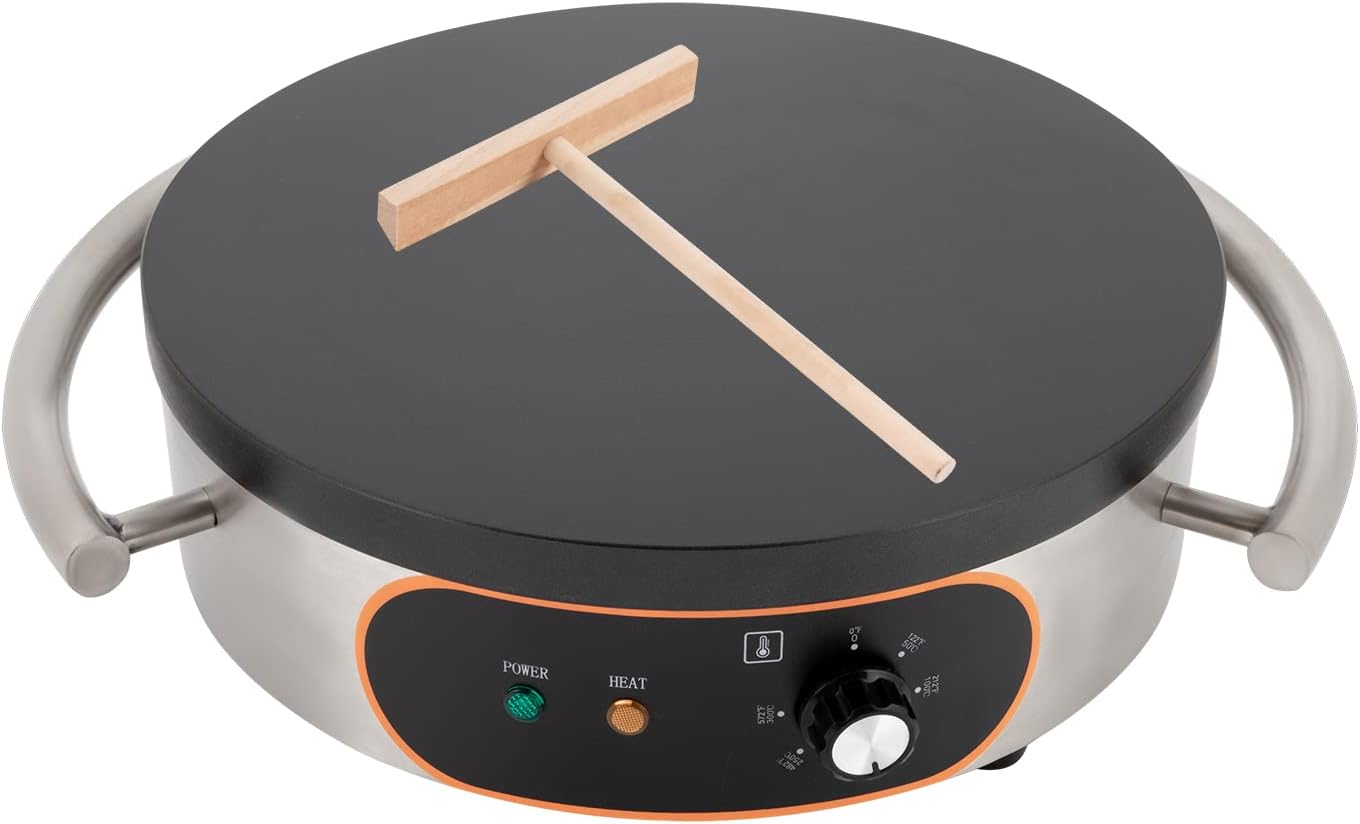 50-300℃ Adjustable Crepe Maker, 110V 1500W Electric Large Pancake Machine, 16in Crepes Griddle Pancake Baking Machine, Crepe Hotplate Griddle Machine