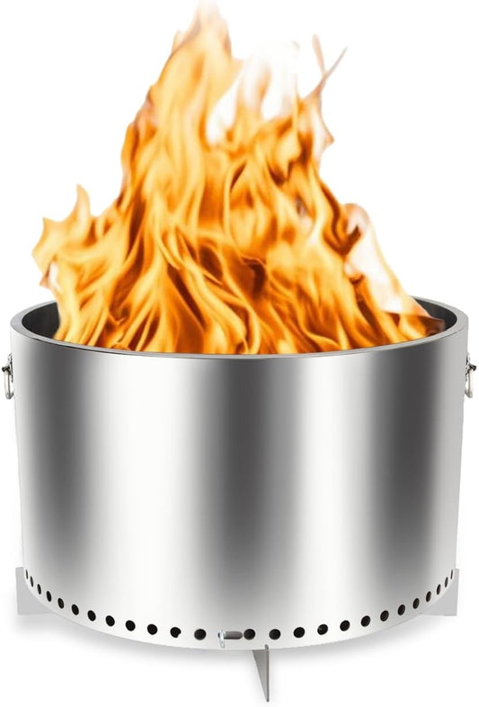 20.5" Smokeless Fire Pit, Wood Burning Camping Stove with Removable Stand & Ash Pan, Smokeless Stove with Handle, Portable Outdoor Bonfire Fire Bowl, Suitable for Backyard, Garden, Camping, Picnic