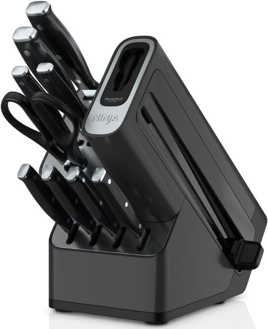Ninja Knife Set NeverDull Essential 10-Piece Knife System with Built-in Sharpener, High Carbon Steel, K12010BL