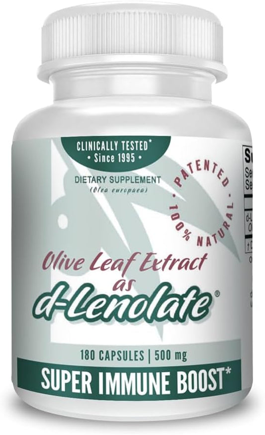 East Park Olive Leaf Extract (OLE) Super Strength d-Lenolate 500mg | 18% or More Oleuropein Immune System Booster | 180 Vegetarian Capsules (Non-GMO)