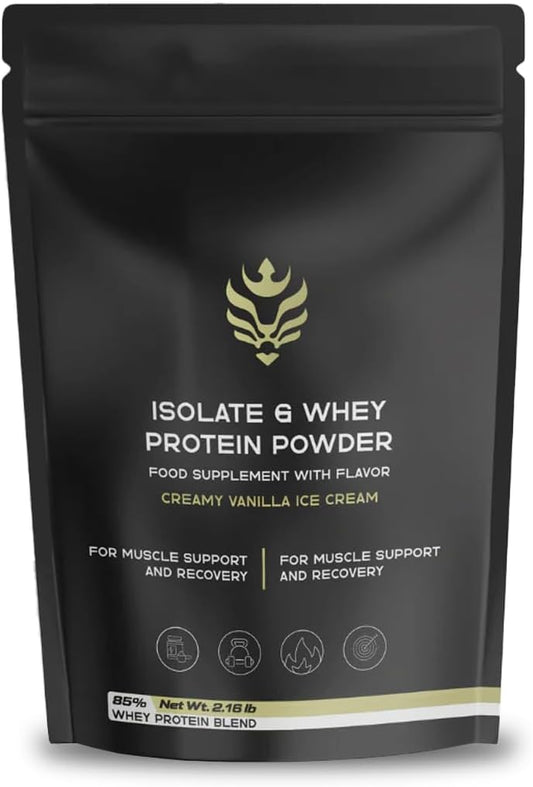 Benavidez Premium Whey Protein Powder – 25g Protein Per Serving, Grass-Fed Whey Isolate & Concentrate, Fast-Digesting, Muscle Recovery, No Artificial Sweeteners, Keto & Gluten-Free - Vanilla Ice Cream