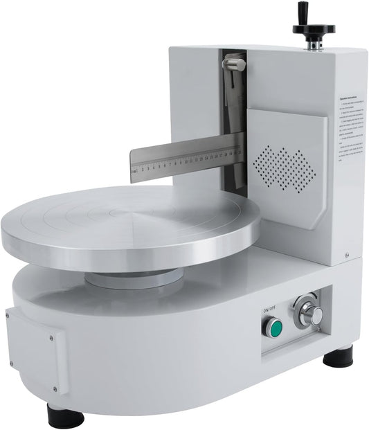 KannBeki Electric Cake Decorating Machine, Automatic Cream Coating Spreading Smooth Machine Surface Scraper for 4-12 inch Cakes, Adjust Height (mechanical model 4-12 inches White)