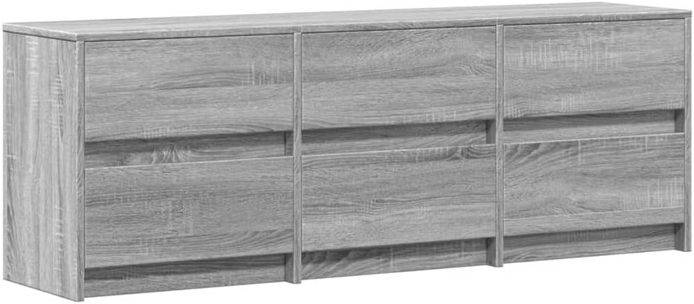vidaXL Modern TV Cabinet with LED Lights Grey Sonoma 55 in Stylish Storage Entertainment Center Display Media Appliance Engineered Wood Stand Bench Sideboard Center Console Unit