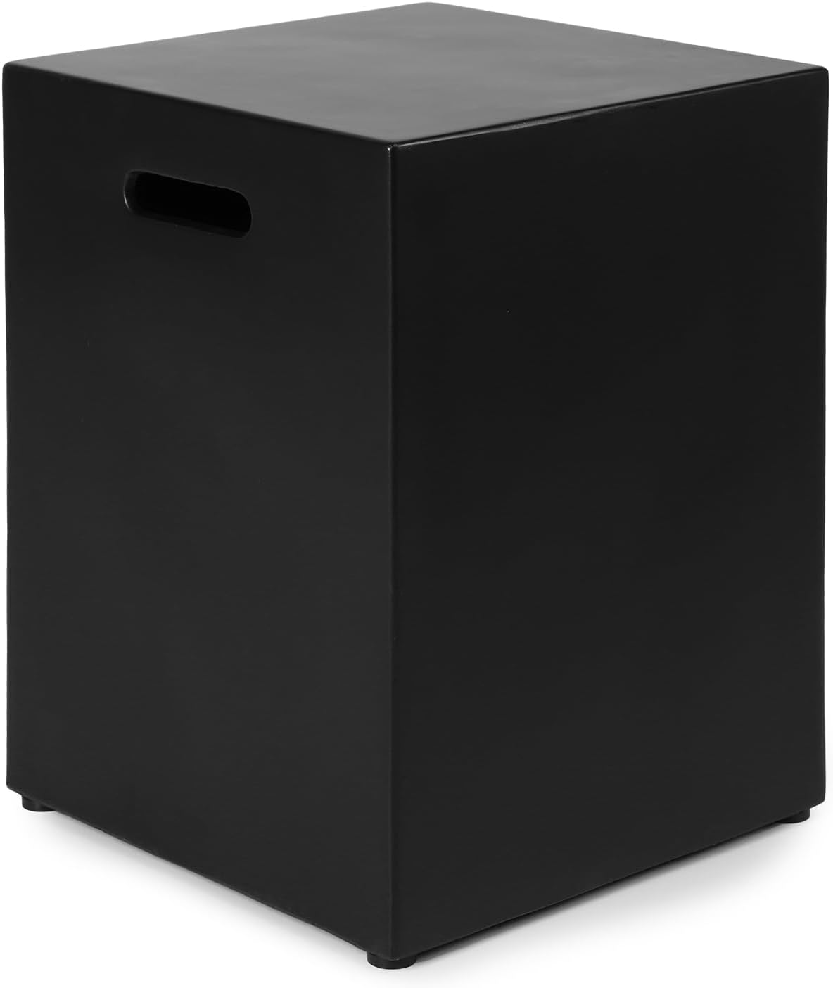 Propane Tank Cover Table, Outdoor Propane Tank Cover Box for 20 lbs Tank, φ16" x 20" Modern Concrete Propane Tank Storage Box with Side Handles (Black Rectangular)