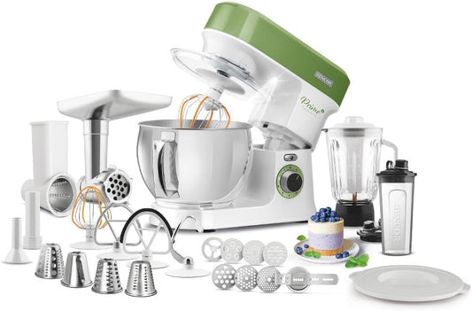 Sencor Multifunctional Pastry Processor, Powerful Kitchen Processor, 1200 W Motor, with LED Lighting, 6 Speed, Puls and 2 NutriSmart Programs, Complete Accessories Kit – Green 3780