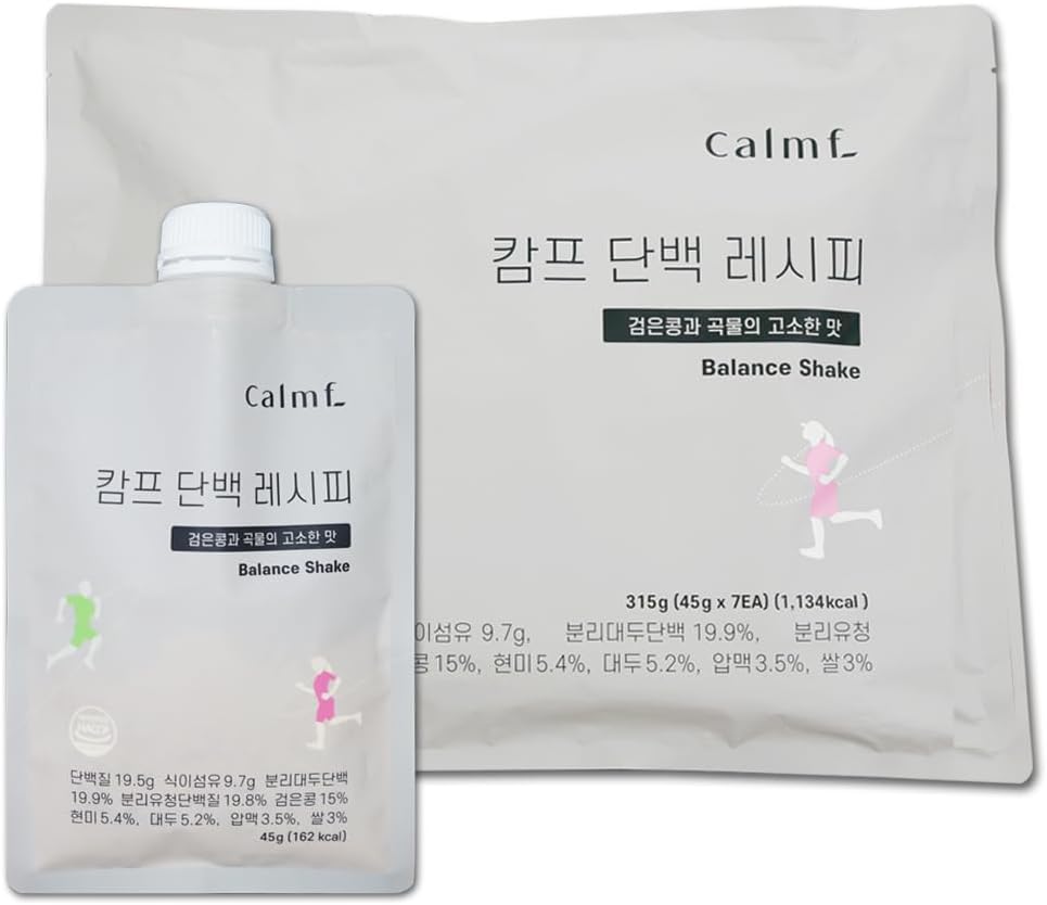 CalmF Korean 6 Grain Protein Shake Powder | Roasted Brown Rice Oats Black Beans Blend | Vegan Friendly | Low Calorie Healthy Snack | Convenient Breakfast Substitute - 7 of Pack