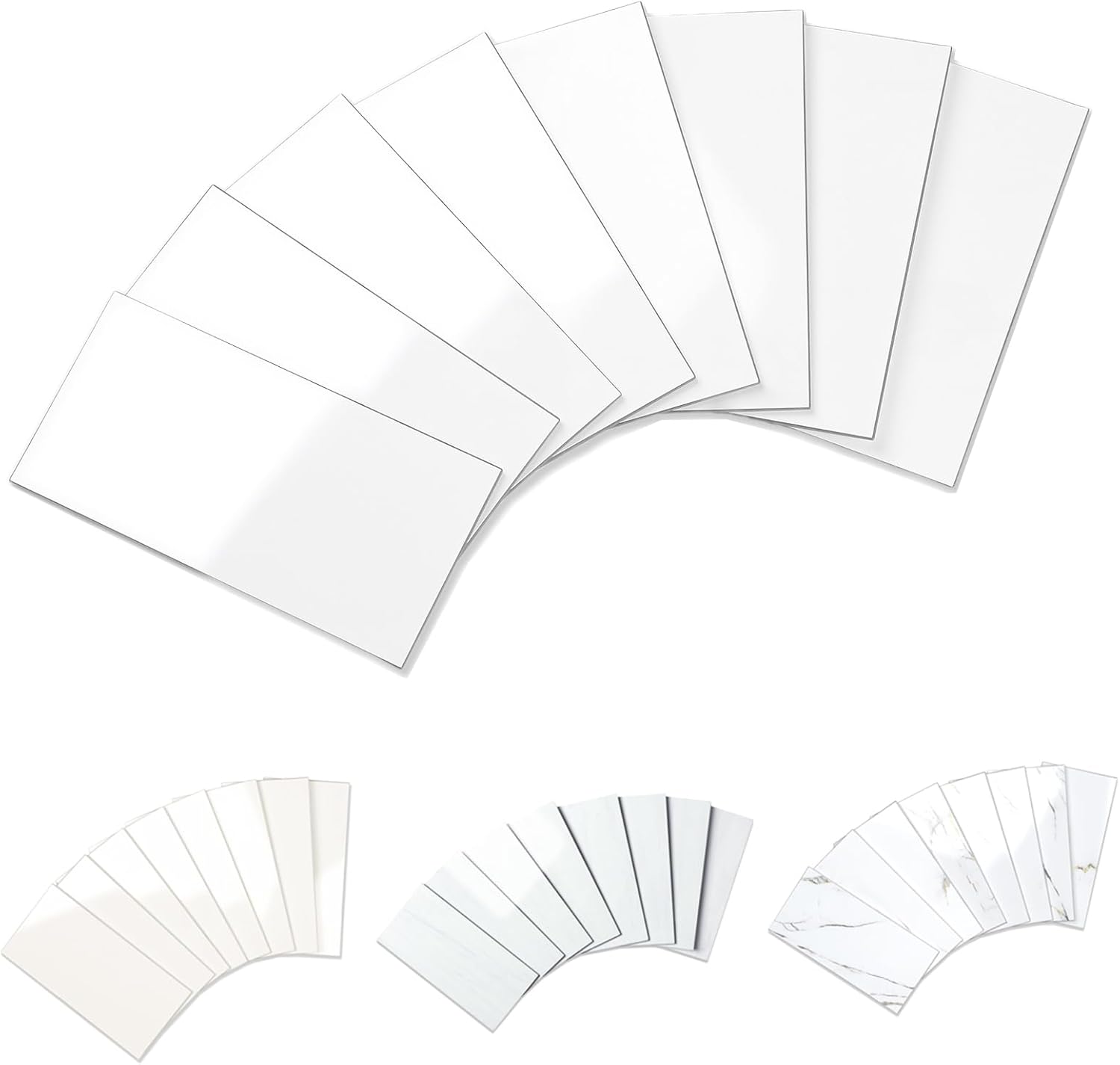 Yipscazo 2025 New Upgrade 100 Pieces Peel and Stick backsplash 3 x 6 Inches 3D PVC Composite Wall Tile Stick on Backsplash Tile for Kitchen Bathroom, Laundry Room, Fireplace in Polished Marble White