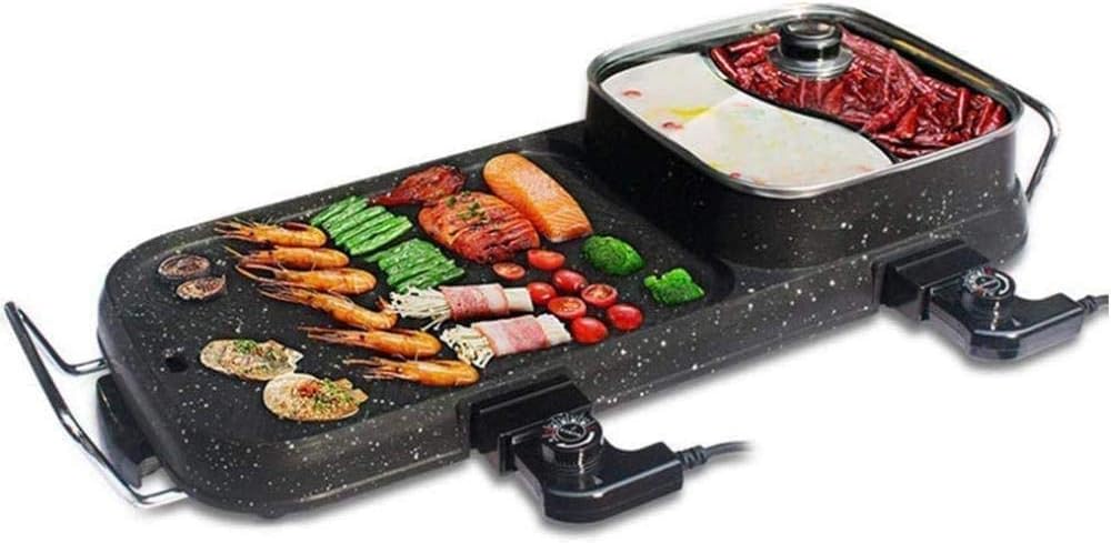 OSCCAR The Electric Barbecue and Hot Pot Electric Grill 2 in 1 Electric Hot Pot Electric Barbecue Electric Baking Dish Integrated Saucepan Teppanyaki