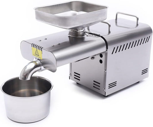 750W Electric Oil Press Machine Full Stainless Steel Oil Press for Olive Peanut Sesame Coconut Sunflower Seeds