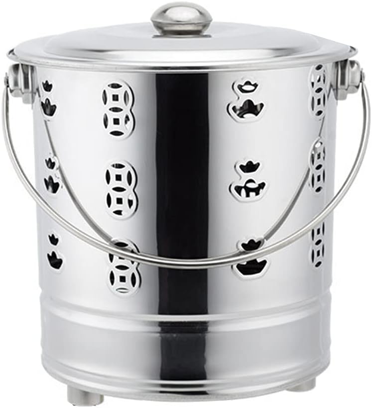 Stainless Steel Burn Barrel Fire Pit Incinerator Cage for Paper Leaf Trash Wood Backyard Bonfire, Silver, 32x35cm (Silver 32x35cm)