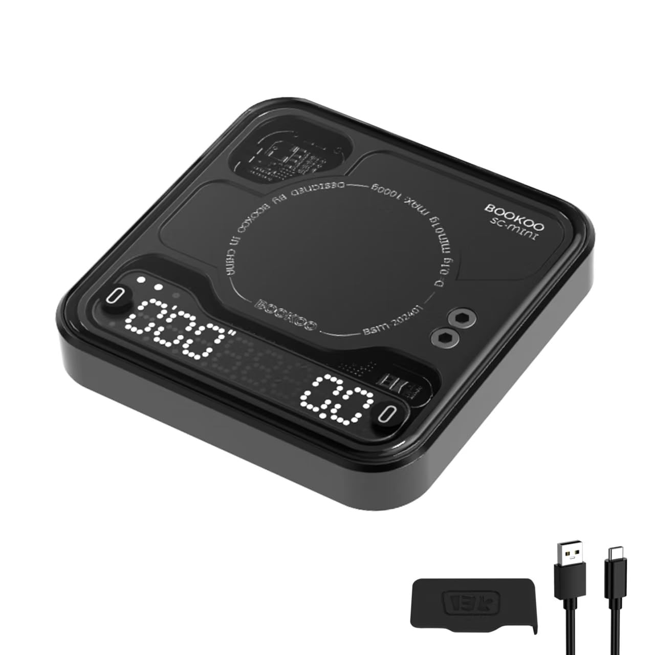 BOOKOO Coffee Scale Espresso Scale with Timer Mini Digtial Coffee Scale Rechargeable with Auto Mode Flow Rate Mode for Coffee Extraction Scale for Coffee APP Bluetooth Connection Coffee Bean Scale