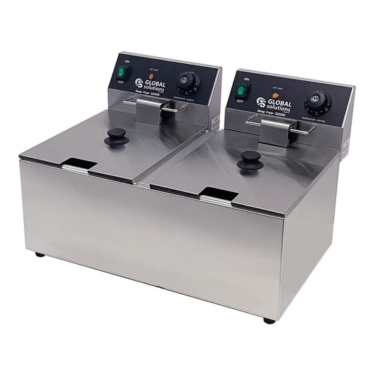 GS1612 Countertop Split Pot Electric Deep Fryer, 31 Lbs. Capacity, Stainless Steel