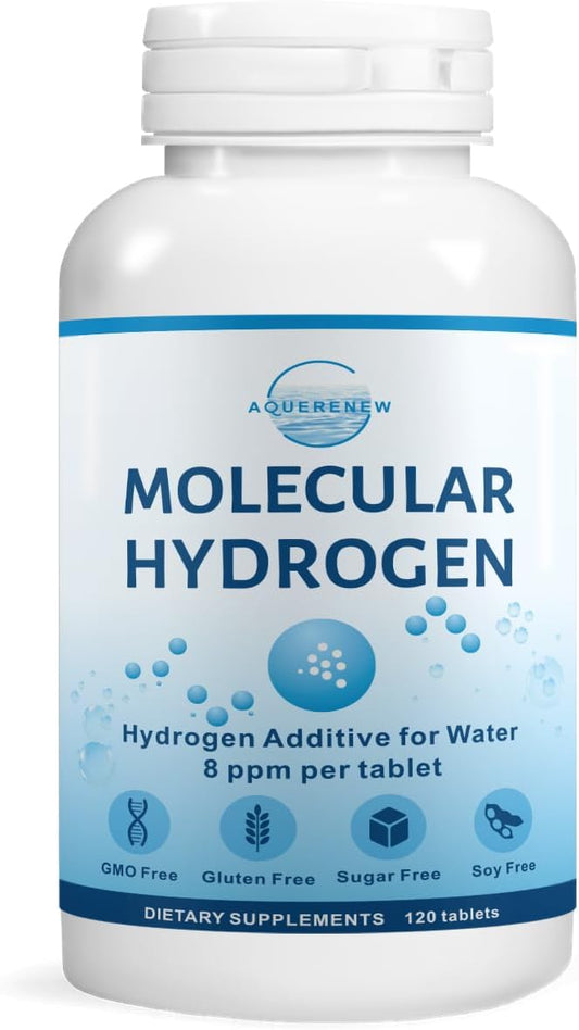 Molecular Hydrogen Tablets, 8 PPM Hydrogen Tablets for Drinking Water, H2 Molecular with Magnesium, H2 Supplement for Cognitive & Athletic Performance, Brain Health, Non-GMO & Gluten Free, 120 Counts