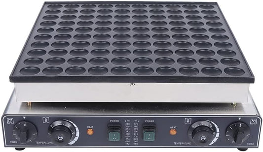 LOYALHEARTDY 100PCS Electric Muffin Maker Commercial Waffle Maker Machine 3400W 110V Mini Dutch Pancakes Maker Small Round Waffle Machine Great Choice for Bakery, Restaurant Silver and Black