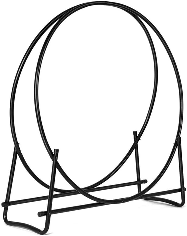 Pemberly Row Tubular Steel Log Hoop Firewood Storage Rack Holder Round Black