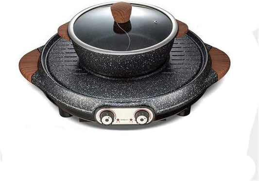 Electric Grill Indoor 2 IN 1 Separable Indoor Electric Smokeless Grill, Separate Dual Temperature Control, Hot Pot 2100W for Indoor Outdoor Party, Easy To Clean