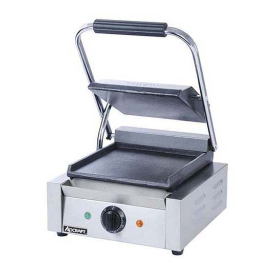 Adcraft SG-811/F Smooth Electric Sandwich Grill, Stainless Steel, 1750-Watts, 120v, NSF