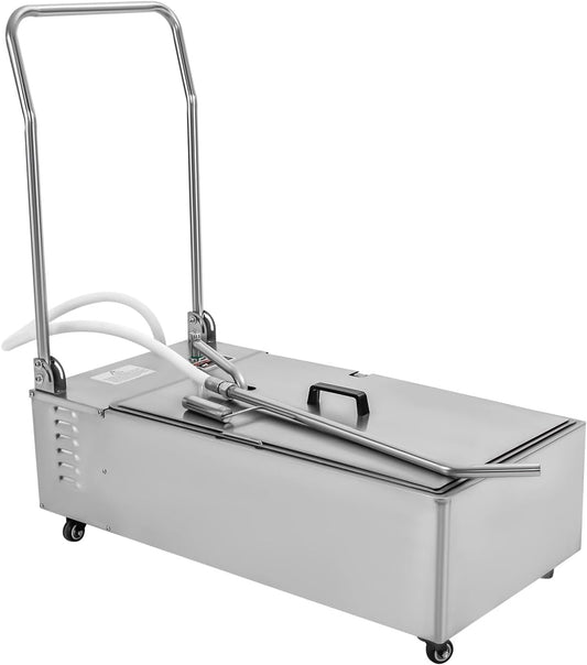 Fryer Filter Machine, 3.43 GAL 370W Commercial Oil Filler Cart Truck Separator with Foldable Handle, Stainless Steel Cooking Oil Filtration System with Sturdy Valve, for Burger Stores