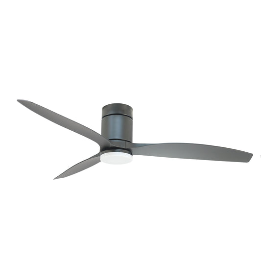 Forno Voce Tripolo 60-in Black Integrated LED Indoor Downrod or Flush Mount Smart Propeller Ceiling Fan with Light and Remote (3-Blade) CF00260-BL1
