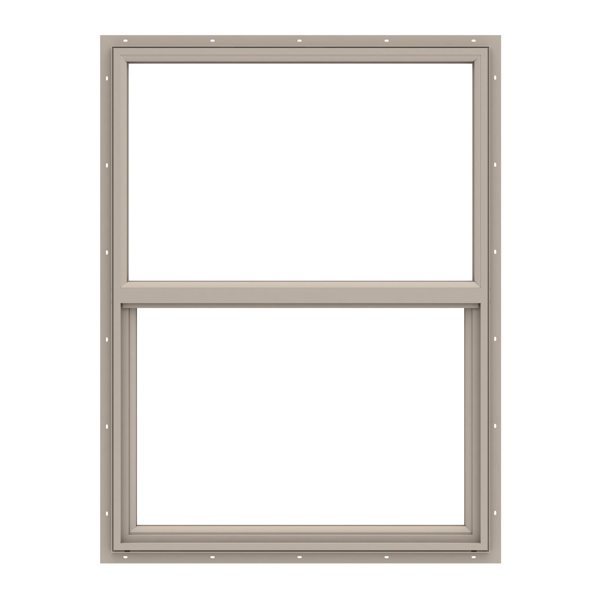 Pella 150 Series Fossil Exterior Vinyl New construction Single Hung Window Low-E argon Double Pane Glass (Half Screen Included)