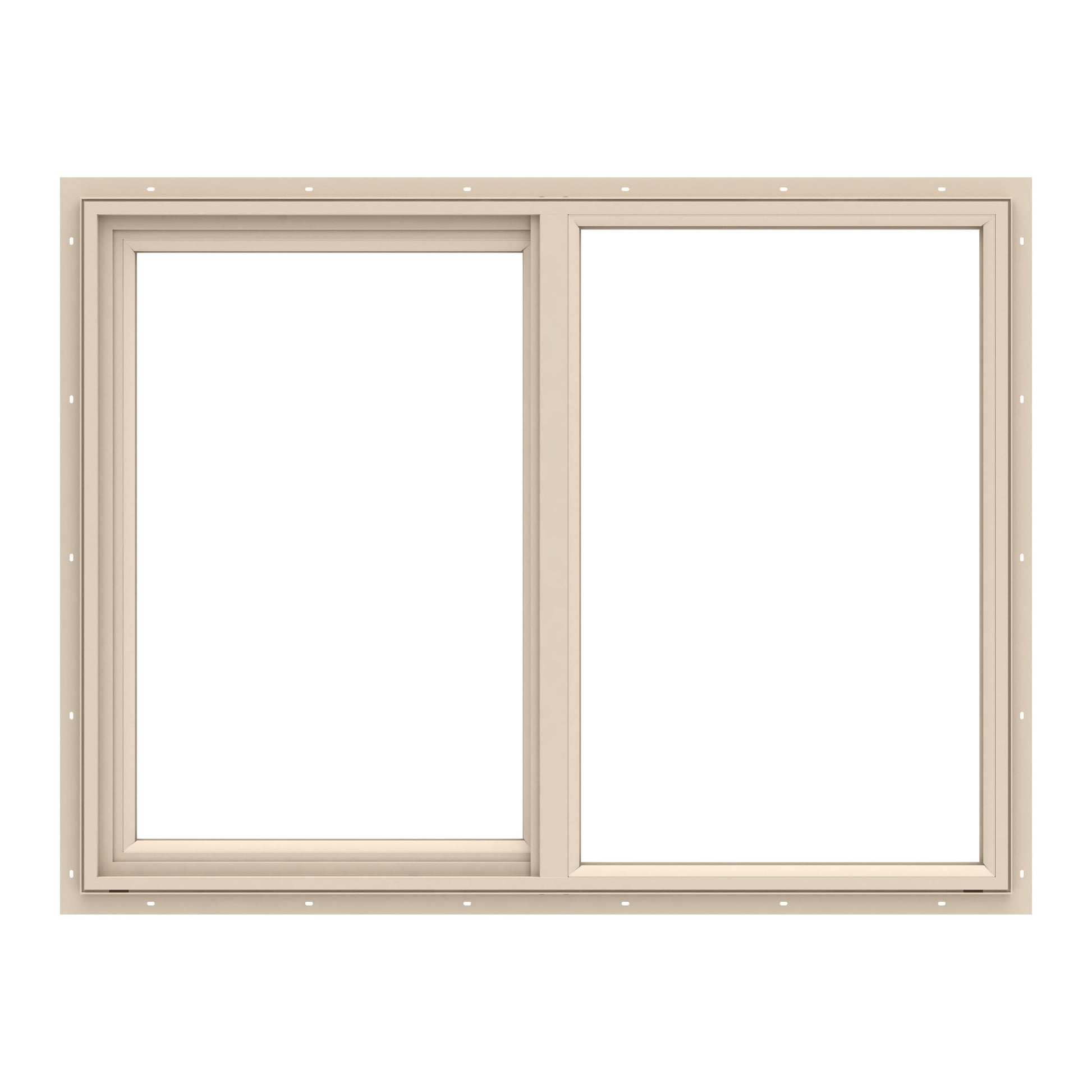 Pella 150 Series 35-1/2-in x 35-1/2-in Almond Exterior Almond Interior Left-Handed Vinyl Sliding Window Annealed Glass (Half Screen Included)