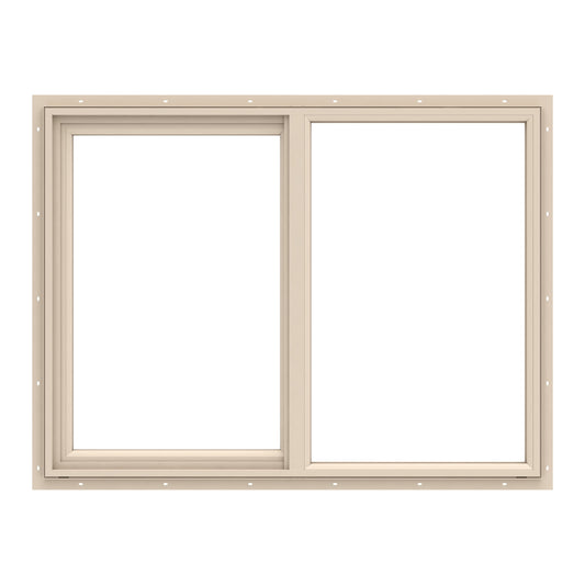 Pella 150 Series 35-1/2-in x 35-1/2-in Almond Exterior Almond Interior Left-Handed Vinyl Sliding Window Annealed Glass (Half Screen Included)
