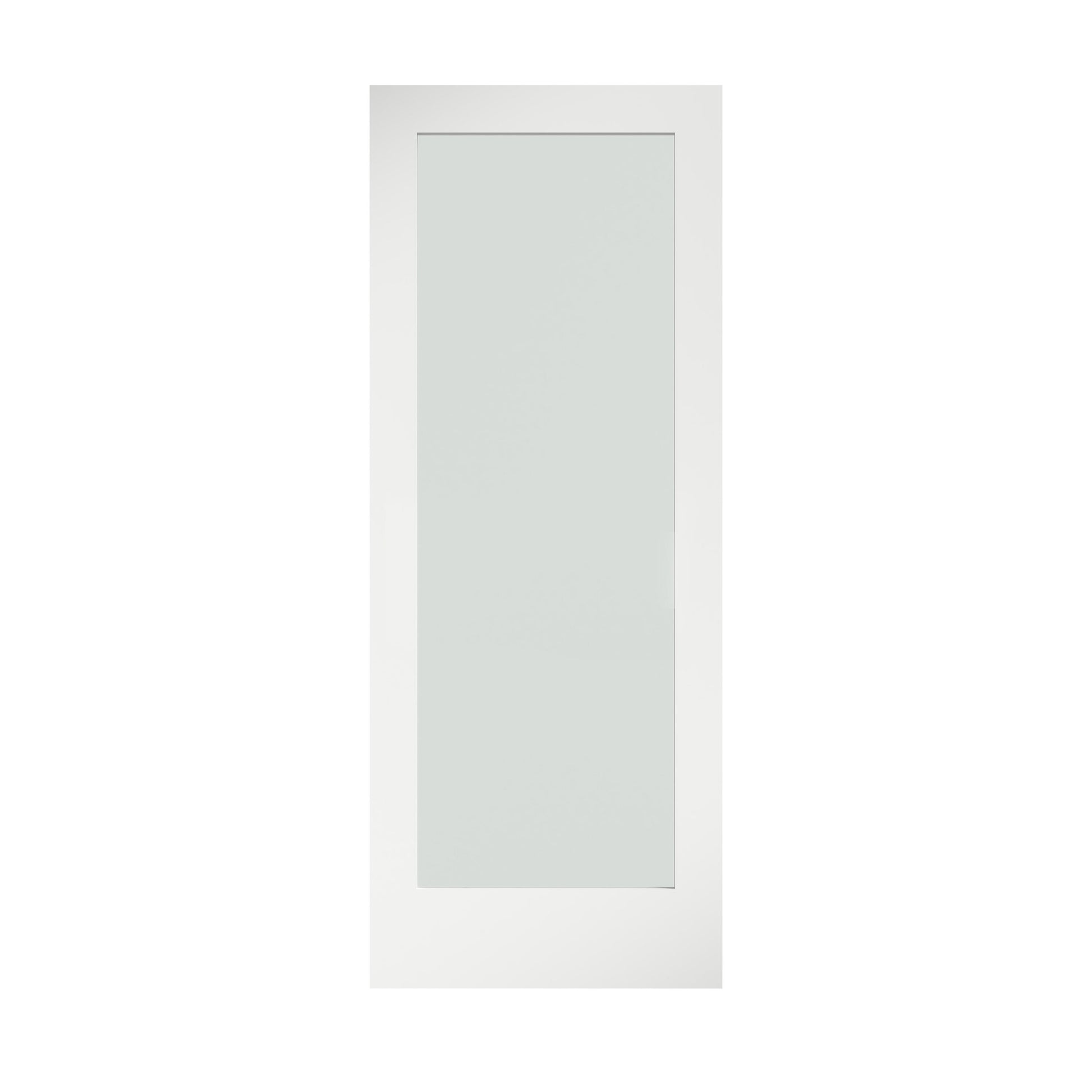 EightDoors 36-in x 80-in White primed 1-panel square Frosted glass Smooth Solid core Primed Pine Wood Slab Door