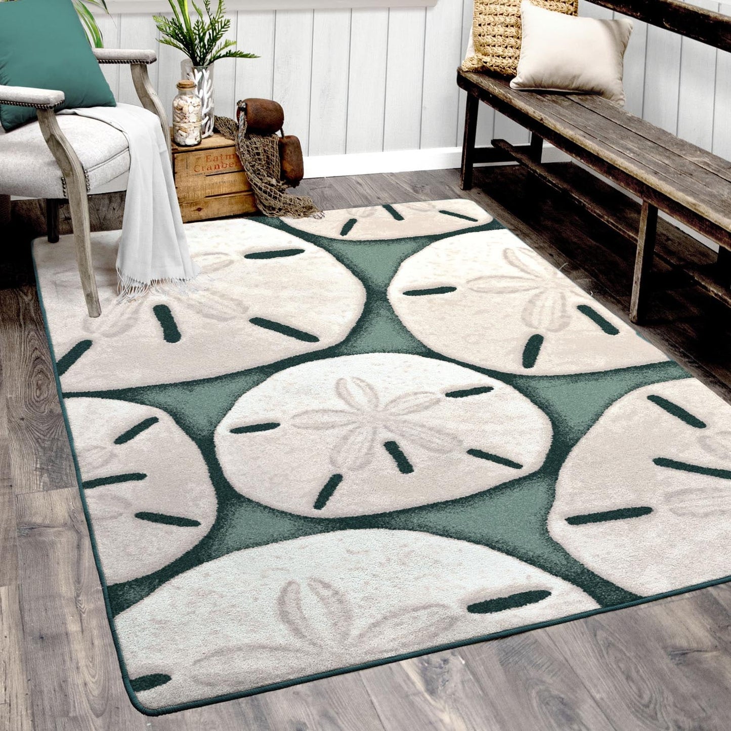 American Dakota 5 x 8 (ft) Tufted Aqua Rectangular Indoor Coastal Area rug