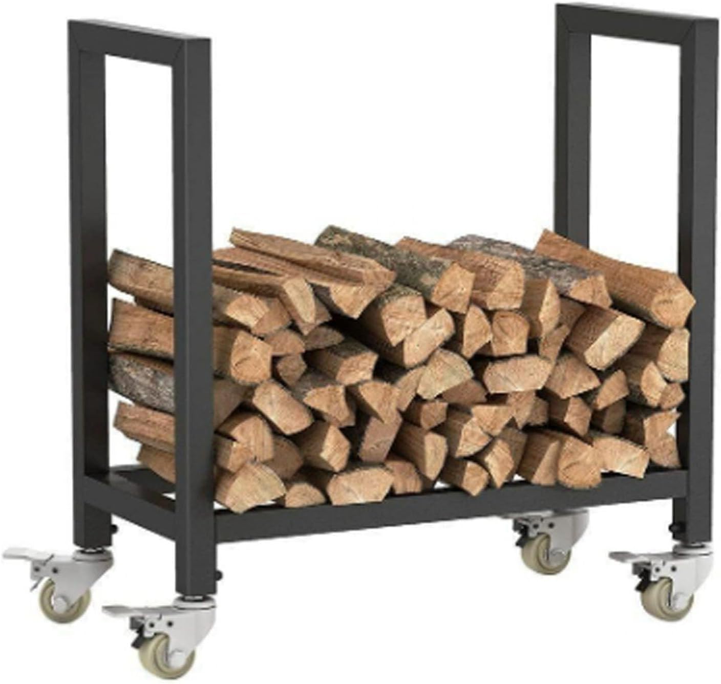 Outdoor Firewood Rack With Detachable Design, Heavy Duty Steel Log Holder For Patios, Yard, Fireplace Storage