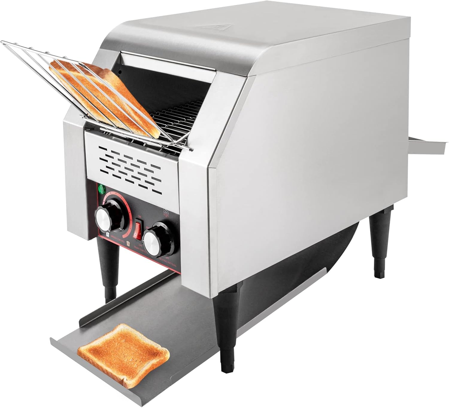 Unnsiapit Commercial Conveyor Toaster, 150 Slices\/Hour Stainless Steel Bread Toaster Machine, 1300W Electric Toaster for Bread Bagel, Commercial Toaster for Restaurant Cafe, L16.4*W11.2*H15.3in