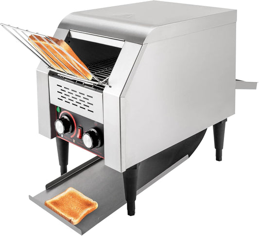 Unnsiapit Commercial Conveyor Toaster, 150 Slices\/Hour Stainless Steel Bread Toaster Machine, 1300W Electric Toaster for Bread Bagel, Commercial Toaster for Restaurant Cafe, L16.4*W11.2*H15.3in