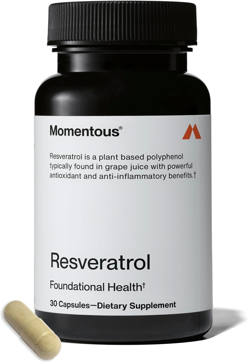 Momentous Resveratrol Supplement 450 mg - Trans-Resveratrol for Healthy Aging, Brain, & Heart Support - NSF Certified for Sport - GMO- & Gluten-Free - 30 Servings