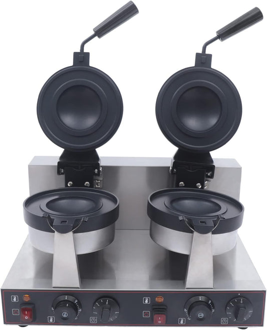 2400W Commercial Double Waffle Maker Non-Stick Electric Burger Machine Stainless Steel Waffle Machine for Commercial/Household Kitchens, Cafes, Restaurants