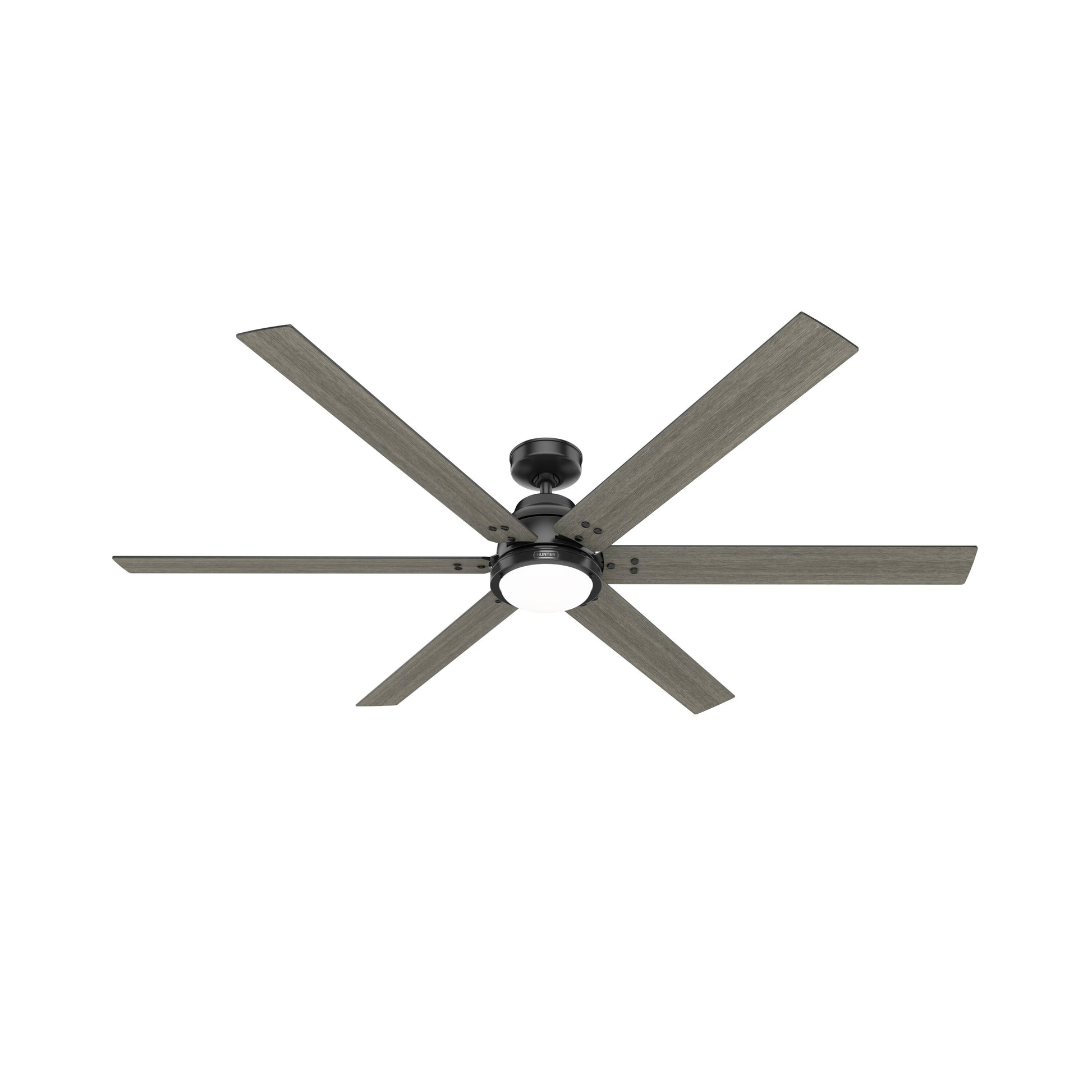 Hunter Gravity SIMPLEconnect 72-in Integrated LED Smart Matte Black with Dark Gray Oak Blades Ceiling Fan With Light - Remote Included ( 6 -Blade ) 5281427