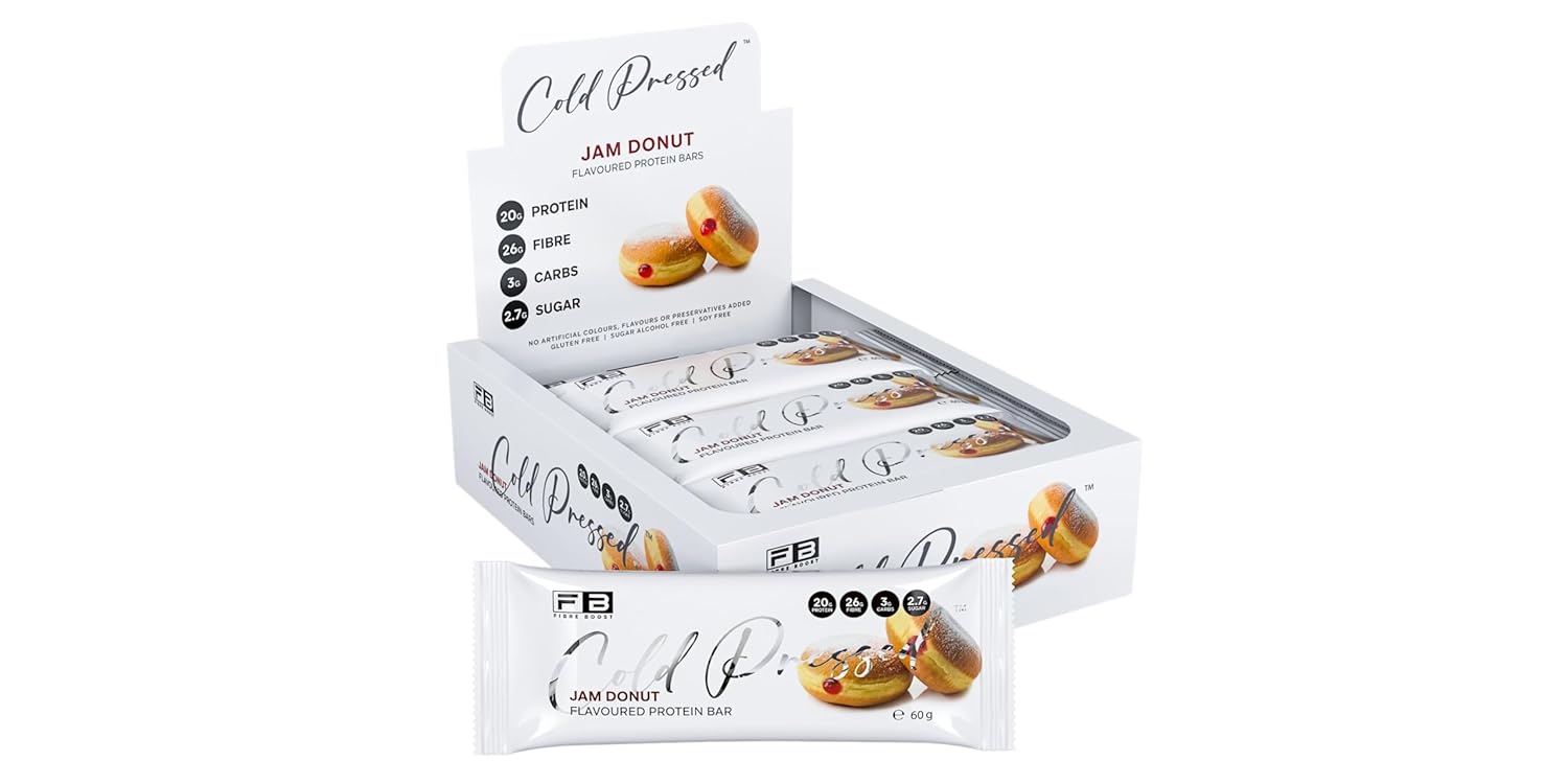 Fibre Boost Cold Pressed Jam Donut flavoured Protein Bar