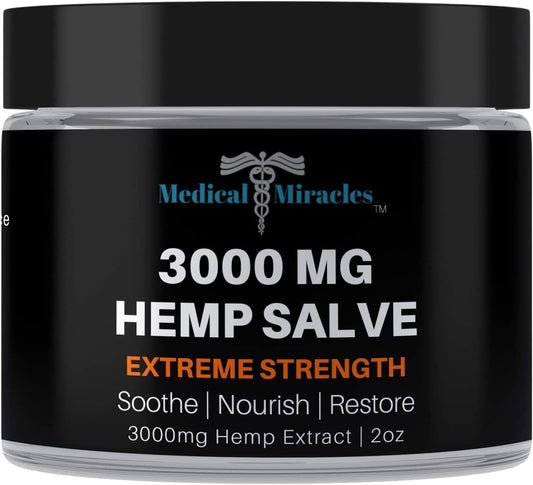 Hemp 3000 Mg Extreme Strength Hemp Salve : Ideal for HIPS, Joints, Neck, Back, Elbows, Fingers, Hands, and Knees Made in USA
