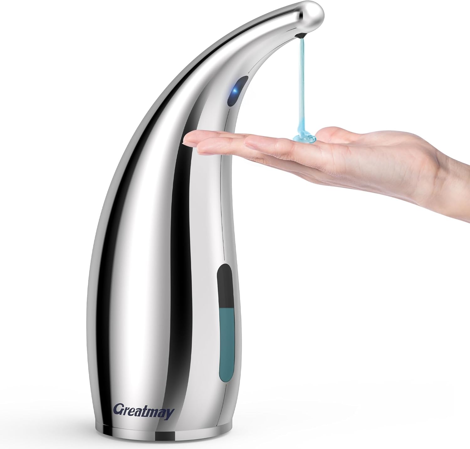 Greatmay Adjustable Automatic Soap Dispenser Touchless, 4 Adjustable Levels Touchless Sensor Liquid Soap Pump Dispenser，300ml Rechargeable Magnetic Charging Hand Soap Dispenser for Kitchen，Bathroom