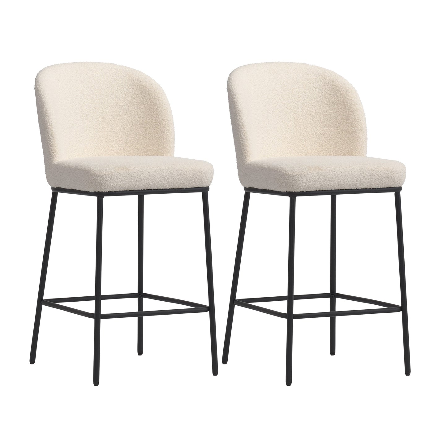 CorLiving White 25.5-in H Counter height Upholstered Metal Bar Stool