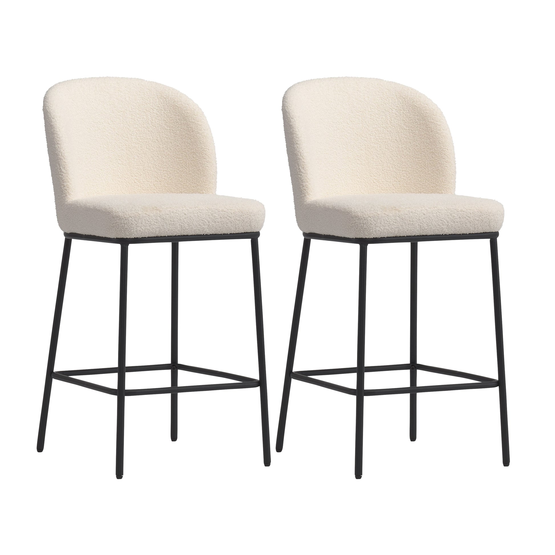 CorLiving White 25.5-in H Counter height Upholstered Metal Bar Stool