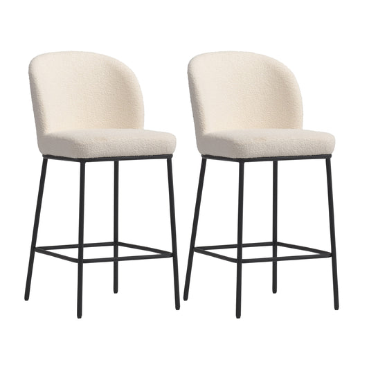 CorLiving White 25.5-in H Counter height Upholstered Metal Bar Stool