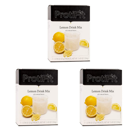 High Protein Lemon Fruit Drink 3 Pack, 15g Protein, Low Calorie, Sugar Free, Ideal Protein Compatible, 7 Servings Per Box, (3 Pack)