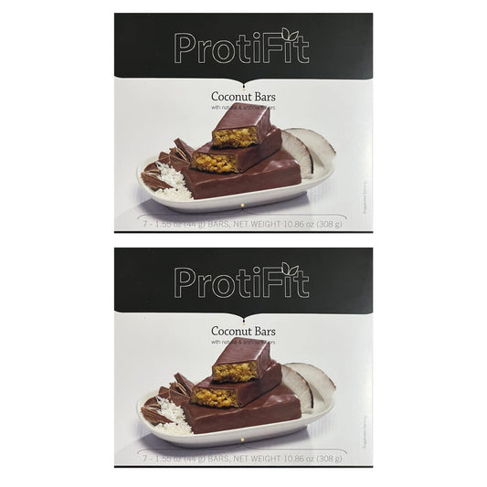 PROTIFIT - Low Calorie Coconut Crunch Protein Bar 2 Pack, High Protein, 15g Protein, Low Carb, Low Sugar, Ideal Protein Compatible, 7 Servings Per Box, (2 Pack)