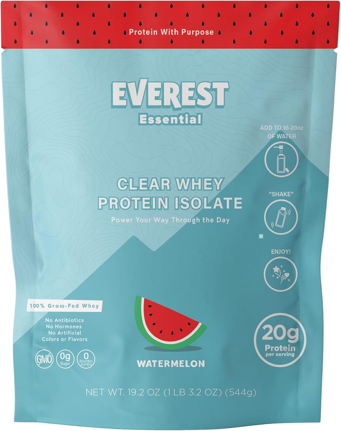 100% Grass-Fed Protein Powder (20 Servings), Watermelon, Zero Sugar, Lactose-Free, Electrolyte-Infused, Grass-Fed Whey Protein Isolate, Natural Flavor, 20g Protein per Serving