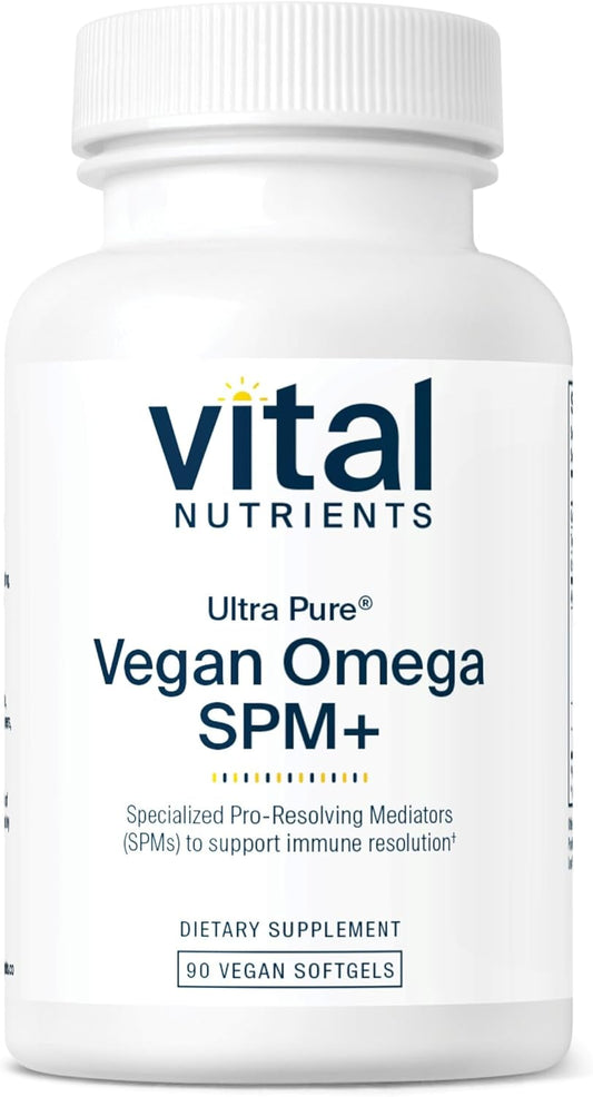 Vital Nutrients Ultra Pure® Vegan Omega SPM+ | Vegan Specialized Pro-Resolving Mediators (SPM) Omega-3 Supplement | Minor Joint Discomfort Relief* | Gluten, Dairy, Soy Free, Non-GMO | 90 Mini Softgels