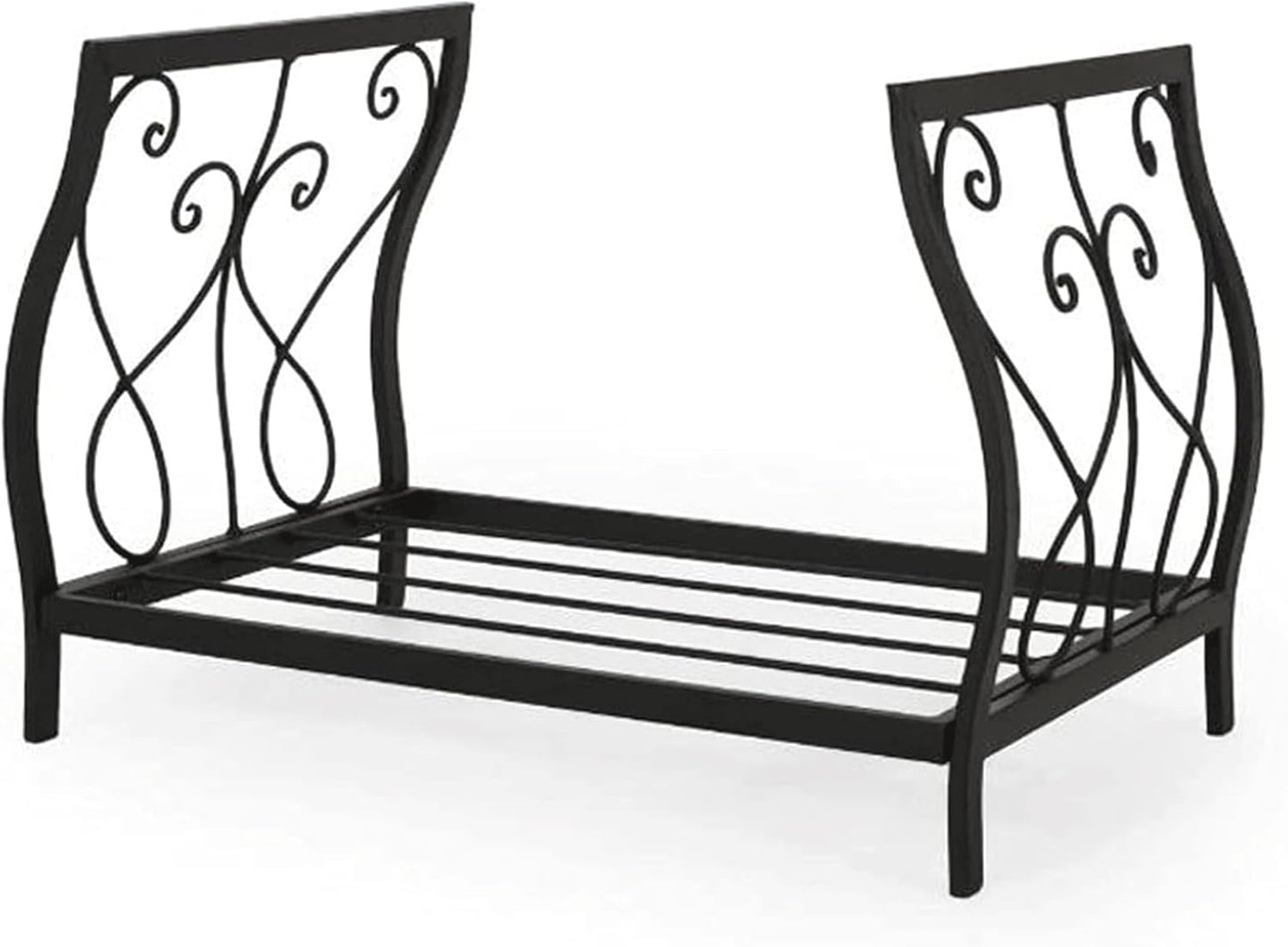 30" Medium Metal Firewood Racks Log Hoop, Round Weather-Resistant Lumber Storage Rack, Black Firepit Fireside Holder for Deck Yard Lawn Garden