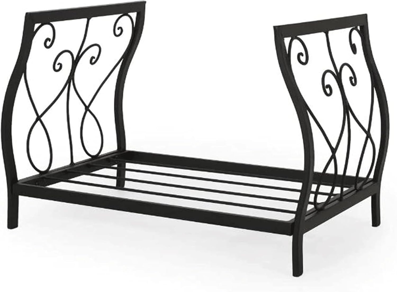 30" Medium Metal Firewood Racks Log Hoop, Round Weather-Resistant Lumber Storage Rack, Black Firepit Fireside Holder for Deck Yard Lawn Garden